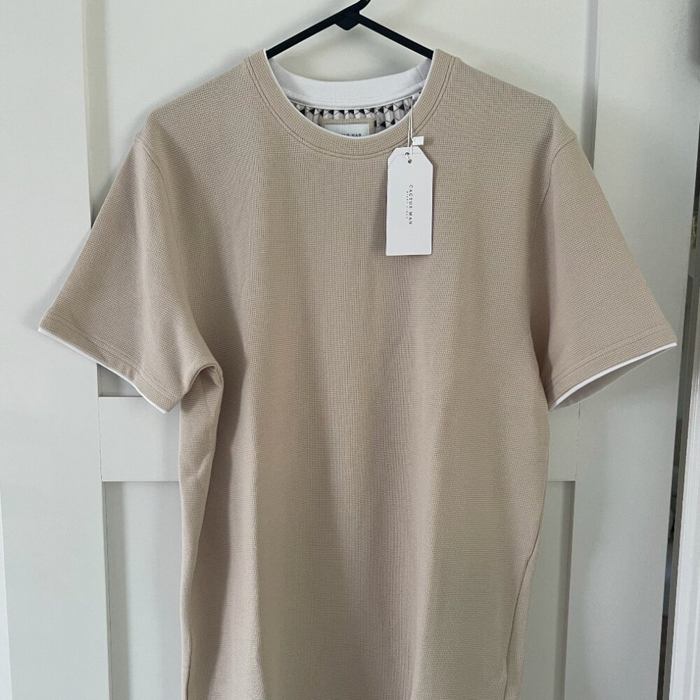 NWT Cactus Man Ricky Singh Essential Tan Textured Waffle Knit L